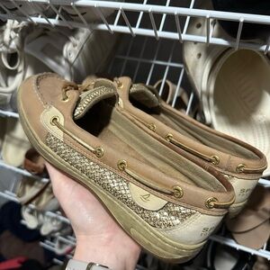 Sperry Women's Tan Boat Shoes with sparkles